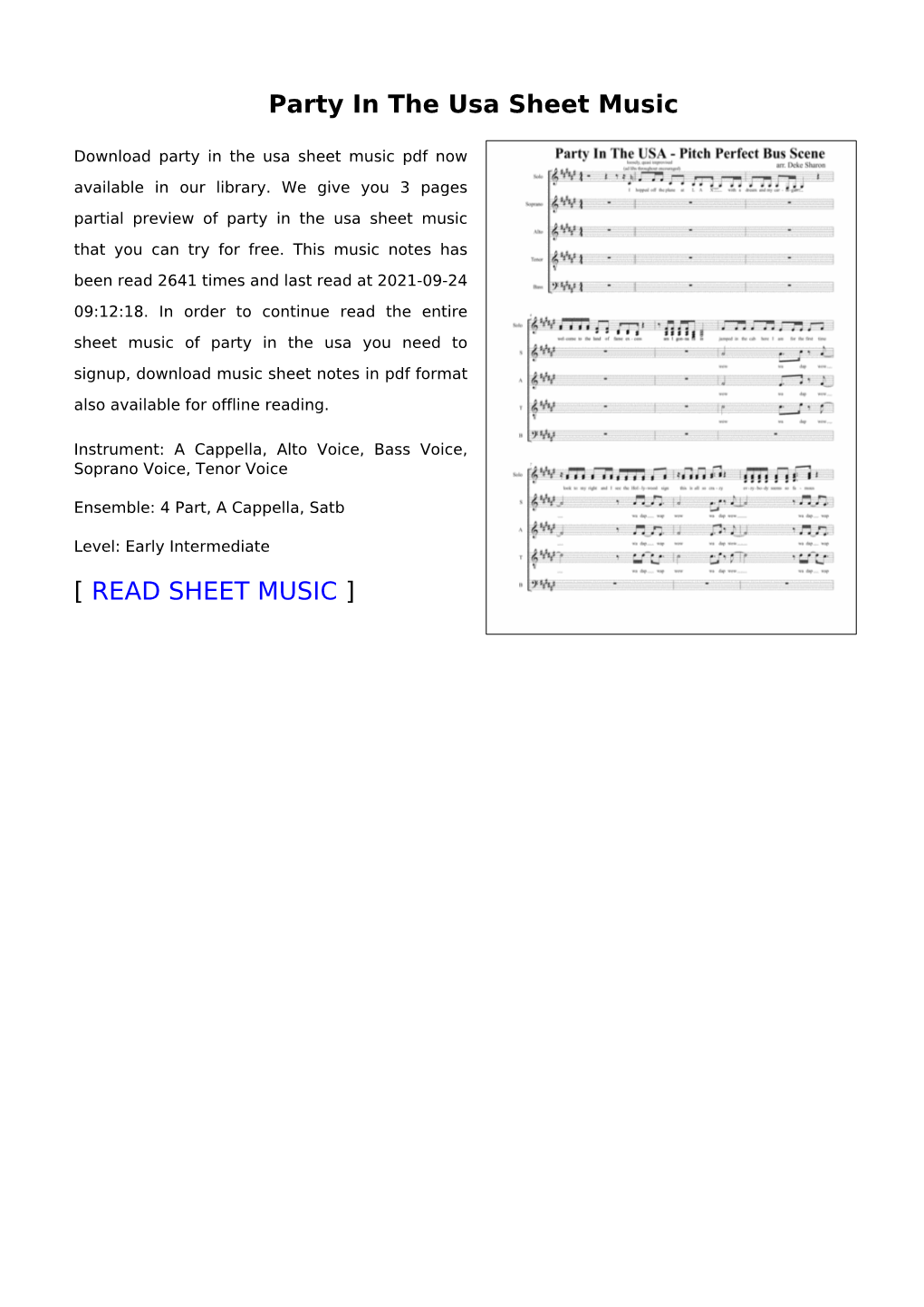 Party in the Usa Sheet Music