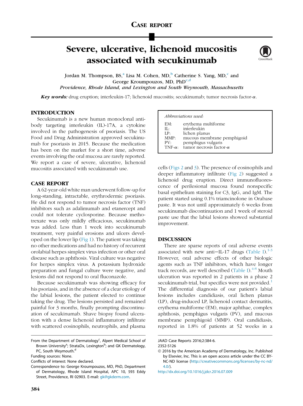 Severe, Ulcerative, Lichenoid Mucositis Associated with Secukinumab