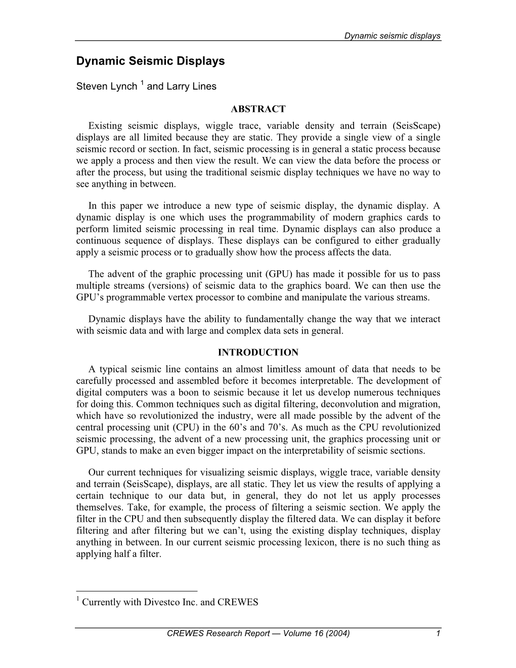 Dynamic Seismic Displays