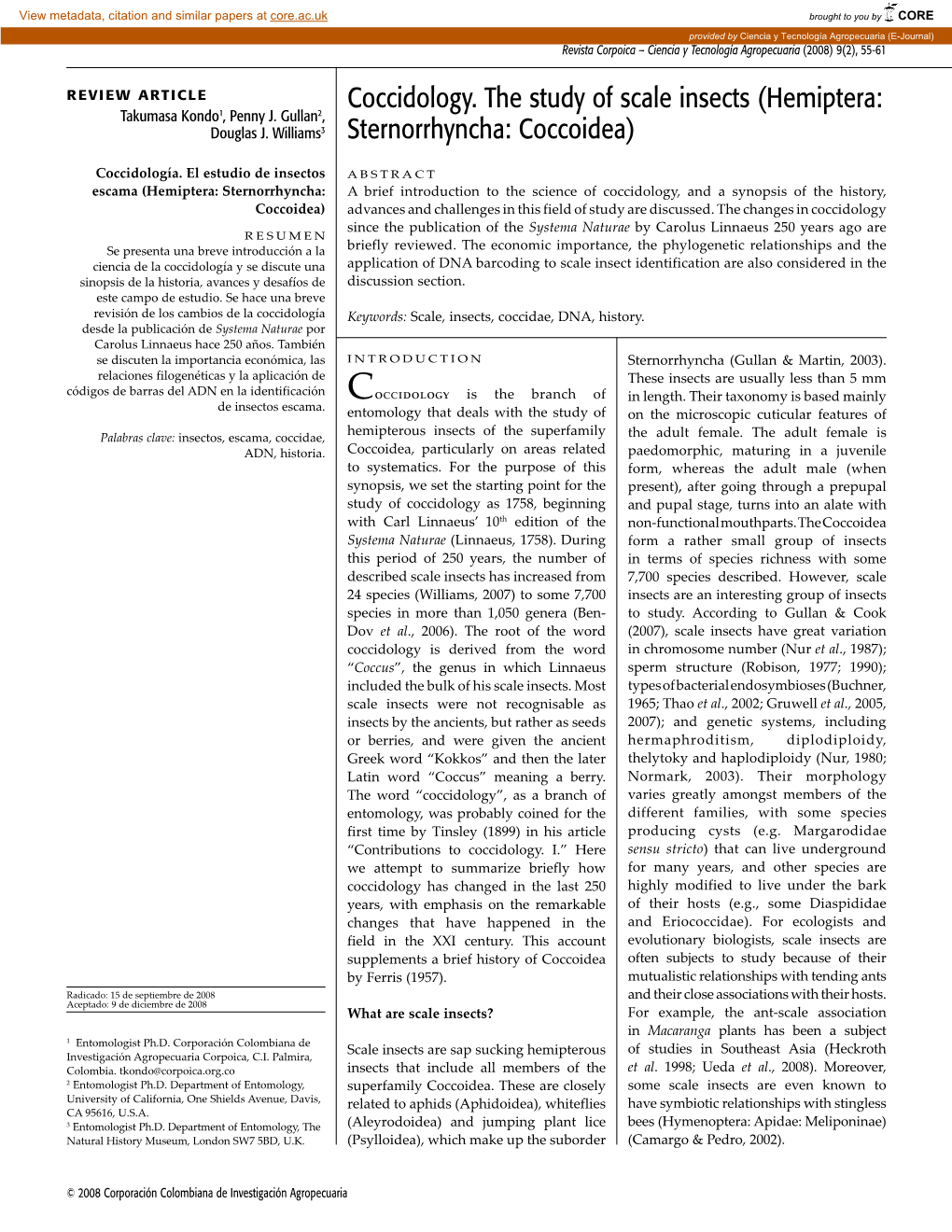 Coccidology. the Study of Scale Insects (Hemiptera: Sternorrhyncha: Coccoidea)