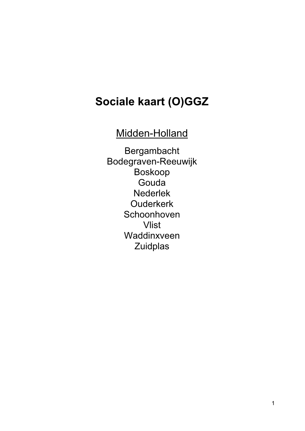 Sociale Kaart (O)GGZ