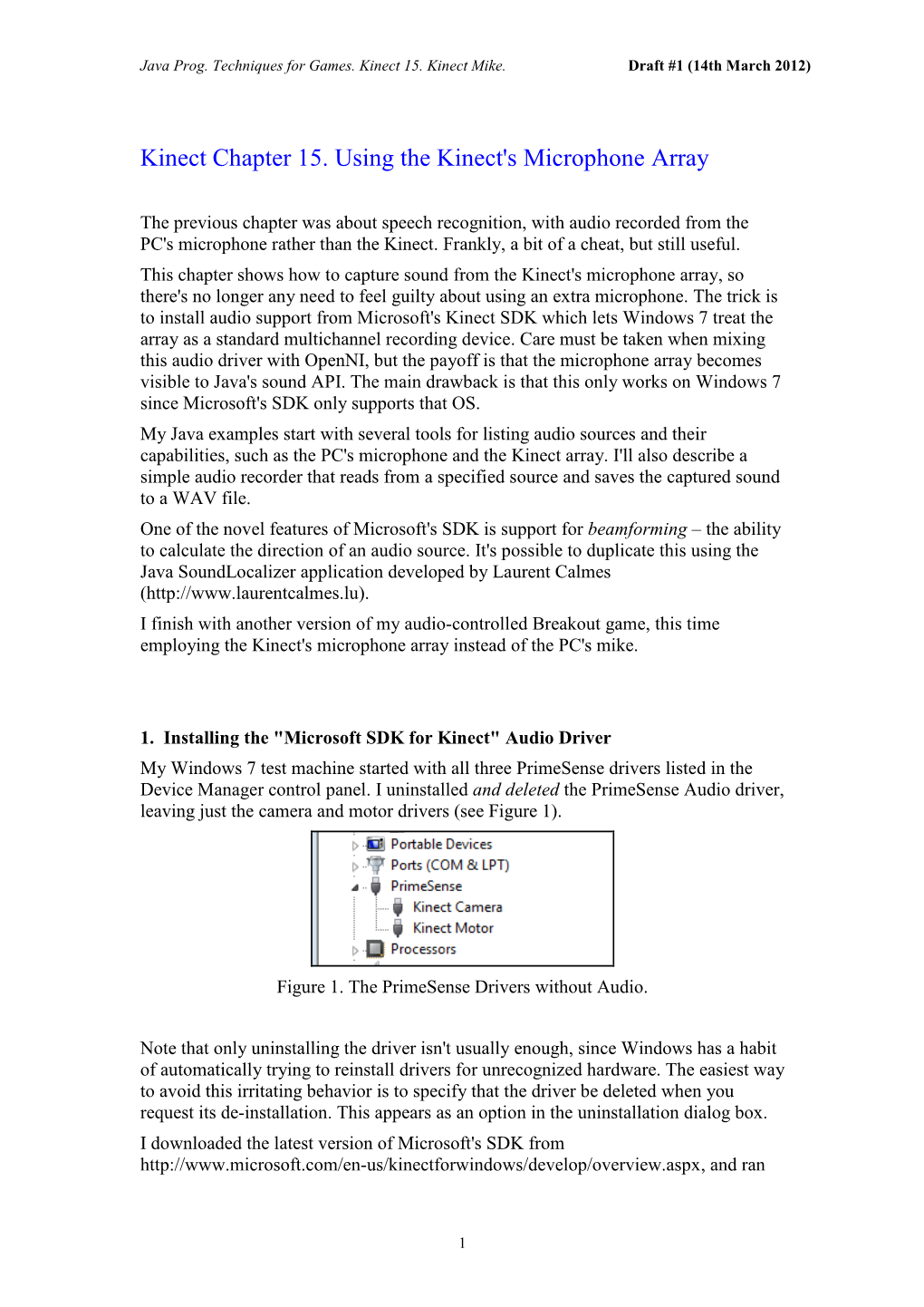 Kinect Chapter 15. Using the Kinect's Microphone Array