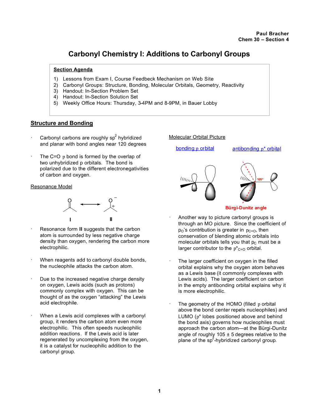 Carbonyl Chemistry I: Additions to Carbonyl Groups