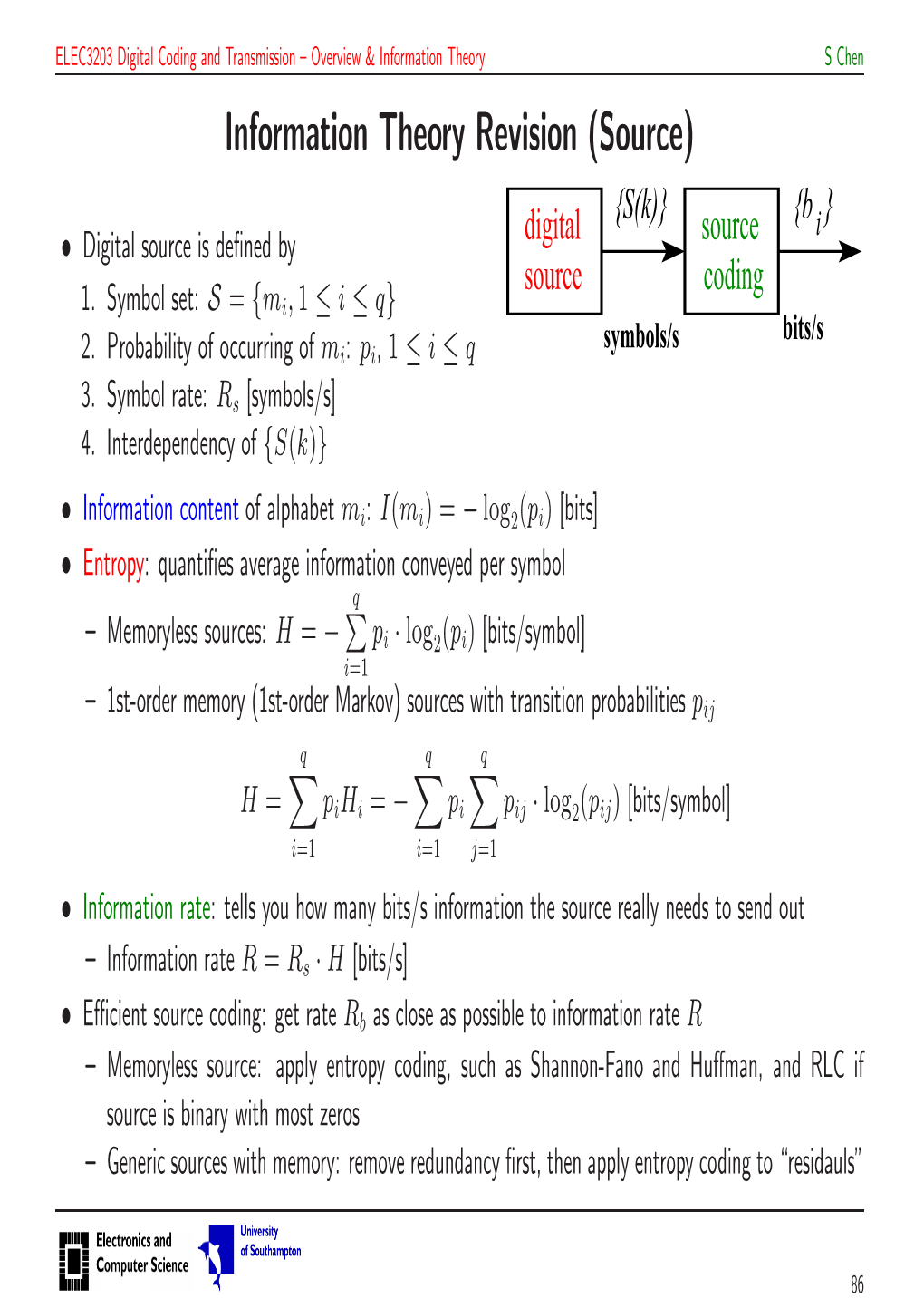 Information Theory Revision (Source)