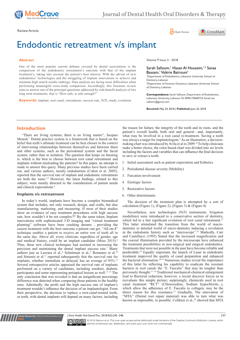 Endodontic Retreatment V/S Implant