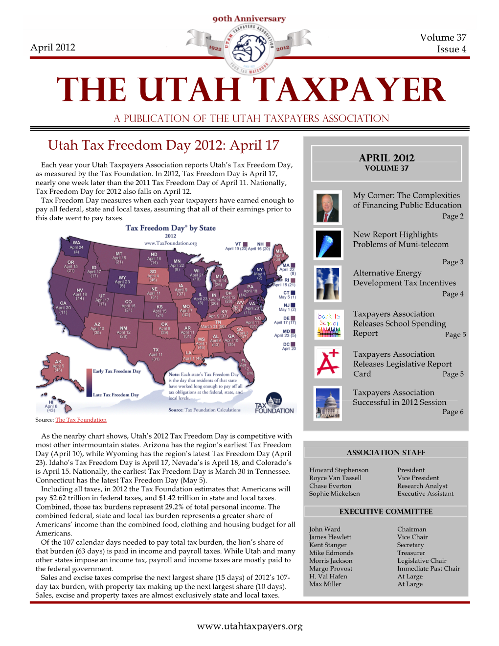 THE UTAH TAXPAYER a Publication of the Utah Taxpayers Association