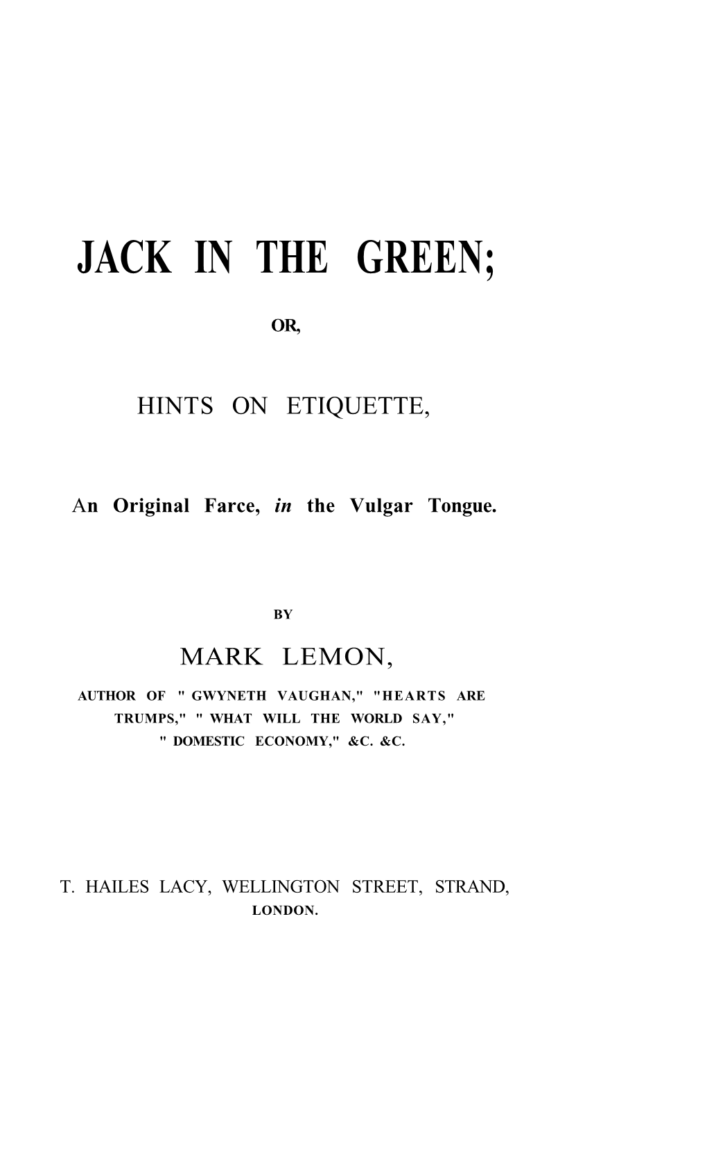 Jack in the Green;