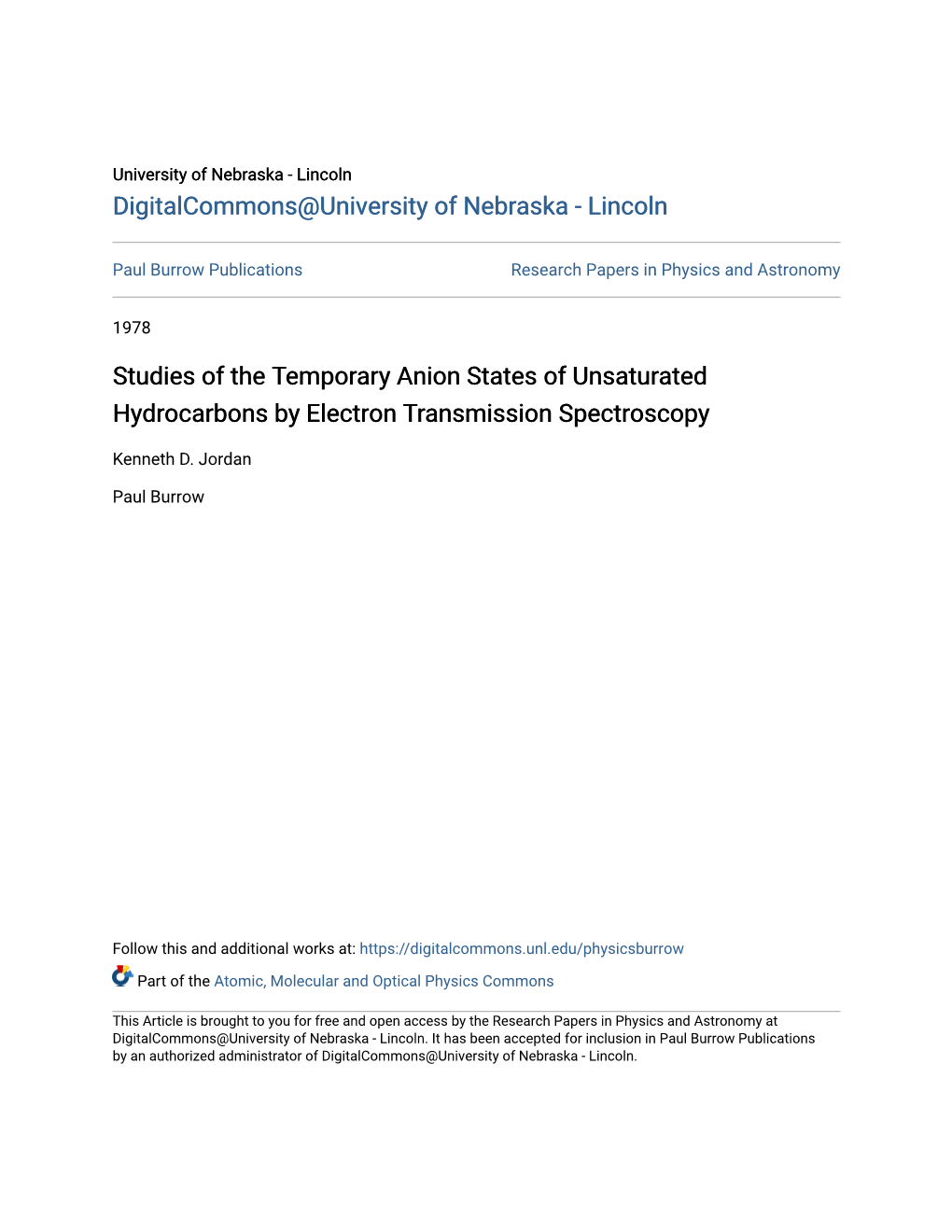 Studies of the Temporary Anion States of Unsaturated Hydrocarbons by Electron Transmission Spectroscopy