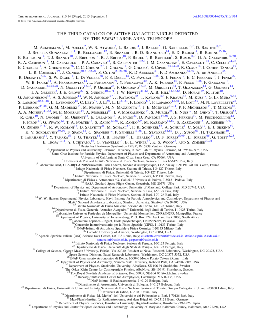 The Third Catalog of Active Galactic Nuclei Detected by the Fermi Large Area Telescope M