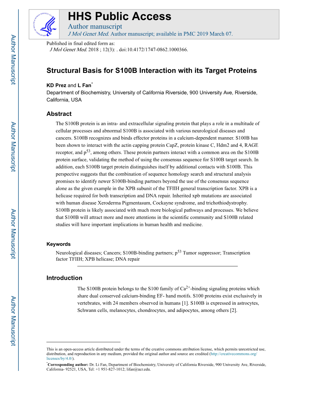 Structural Basis for S100B Interaction with Its Target Proteins