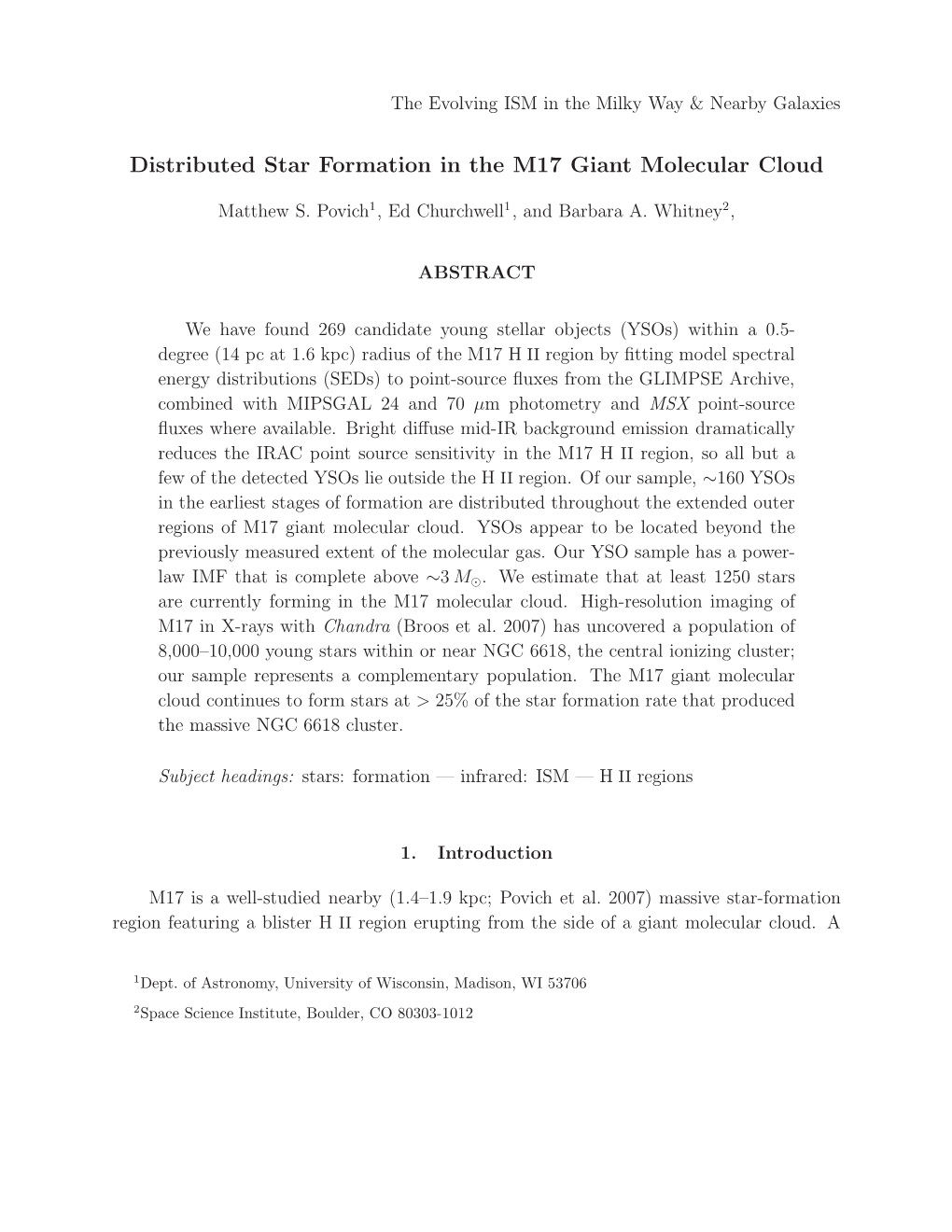 Distributed Star Formation in the M17 Giant Molecular Cloud