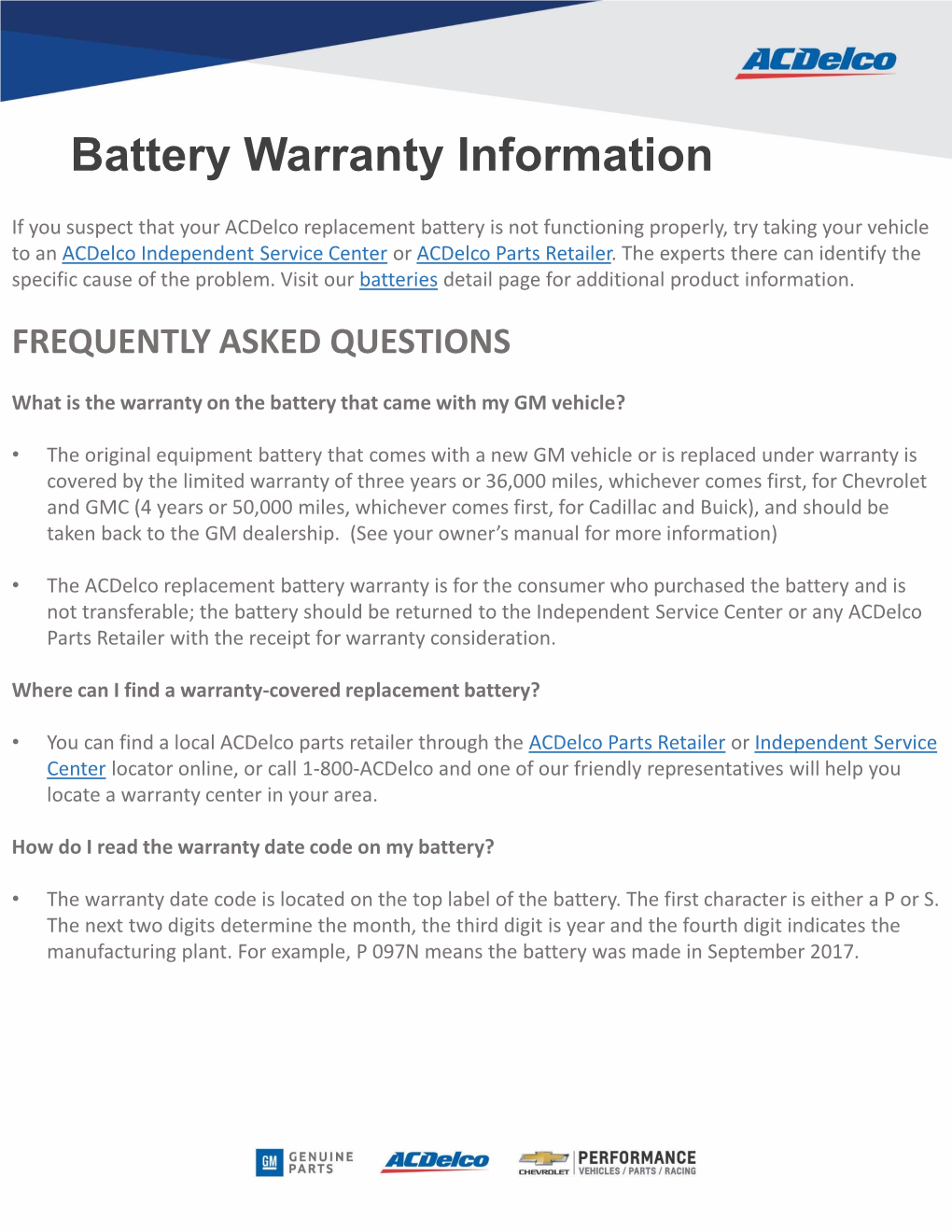 Battery Warranty Information