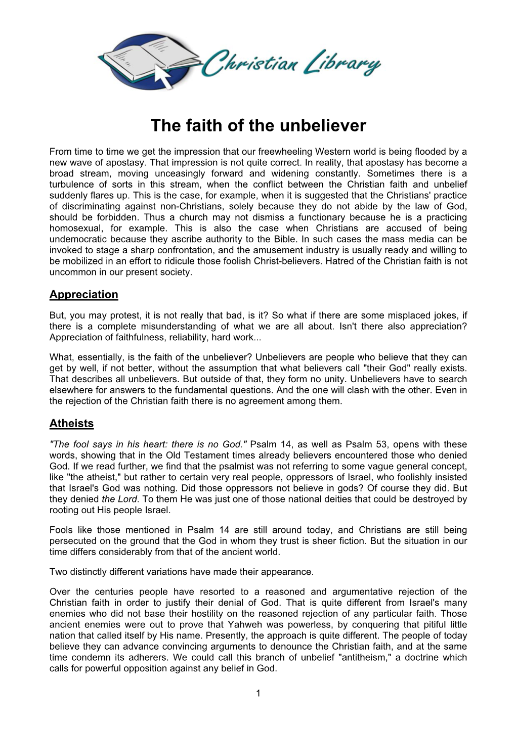 The Faith of the Unbeliever