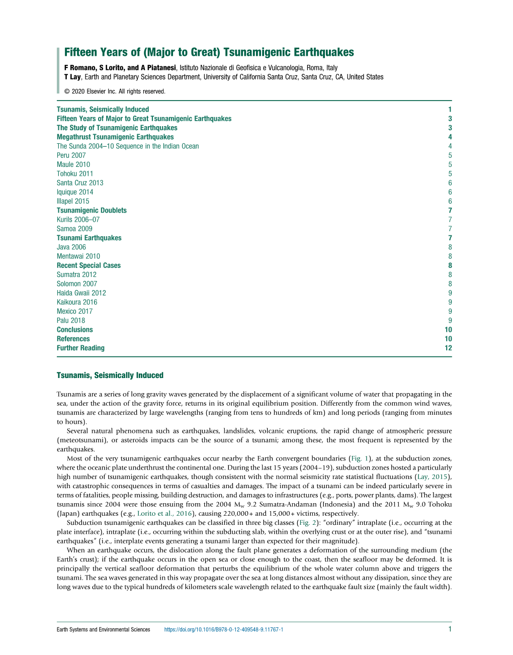 Tsunamigenic Earthquakes