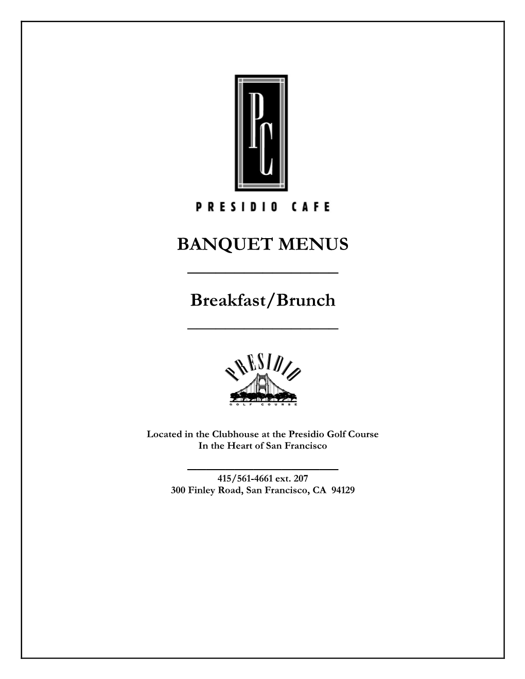 Banquet Menus ______