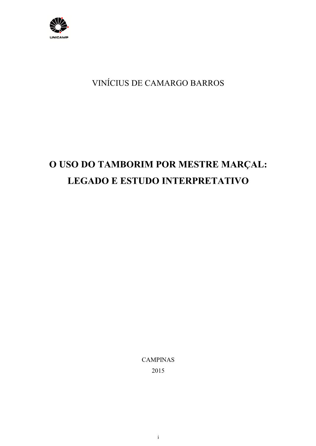 O Uso Do Tamborim Por Mestre Marçal: Legado E Estudo Interpretativo