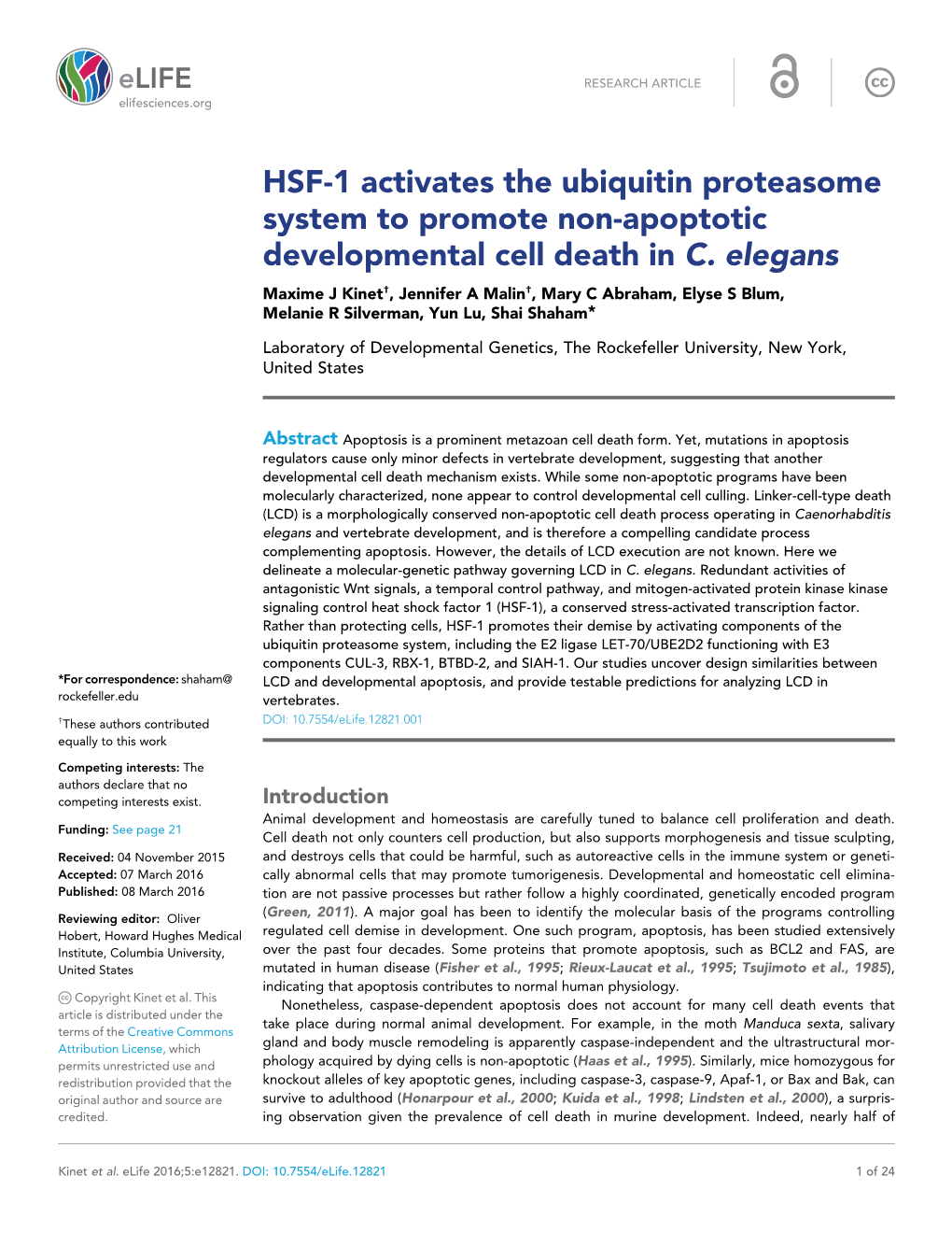 HSF-1 Activates the Ubiquitin Proteasome System to Promote Non-Apoptotic Developmental Cell Death in C. Elegans