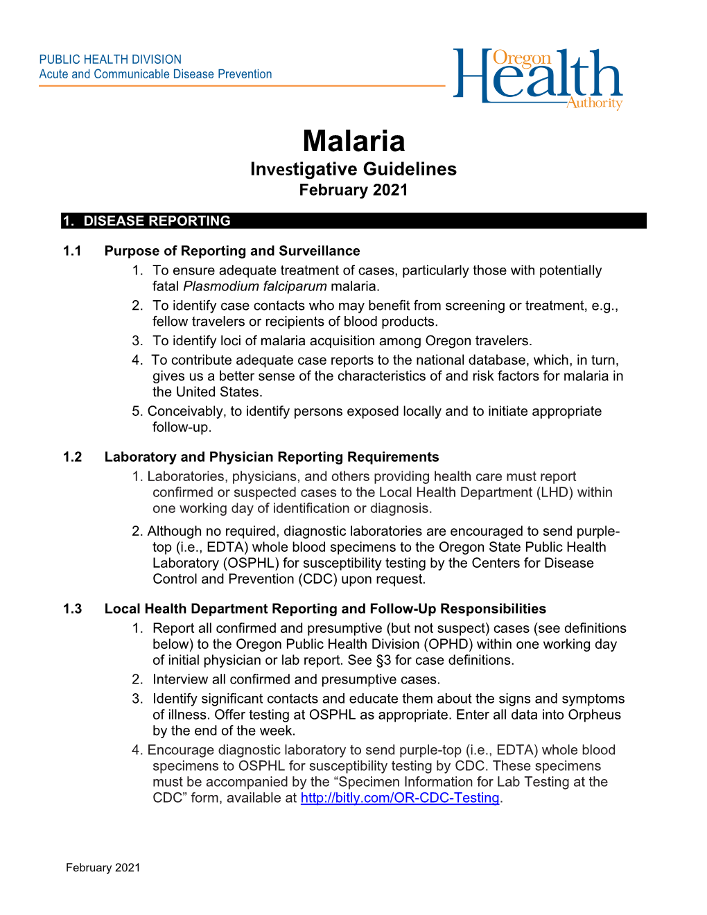 Malaria Investigative Guidelines February 2021