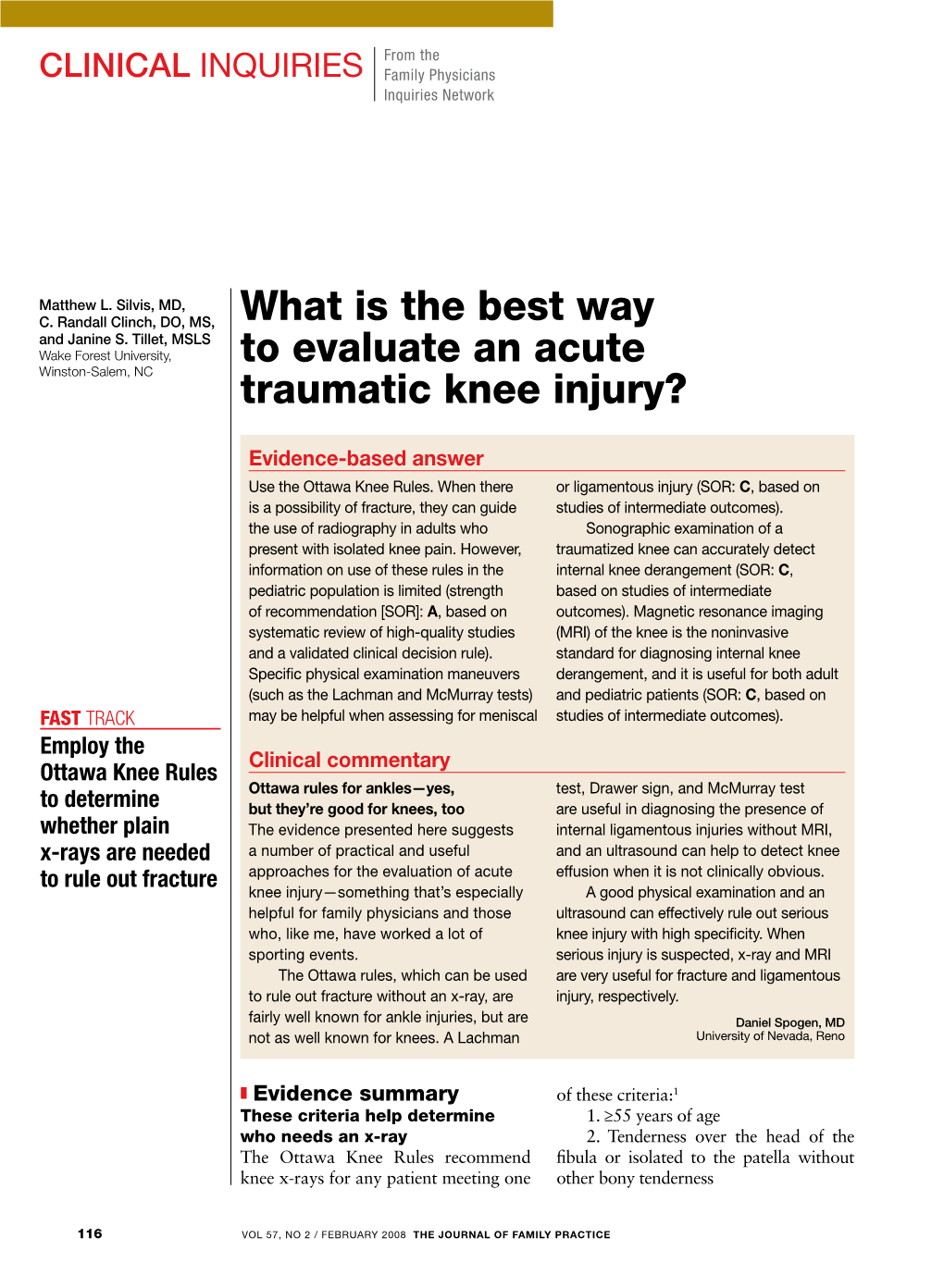 What Is the Best Way to Evaluate an Acute Traumatic Knee Injury?