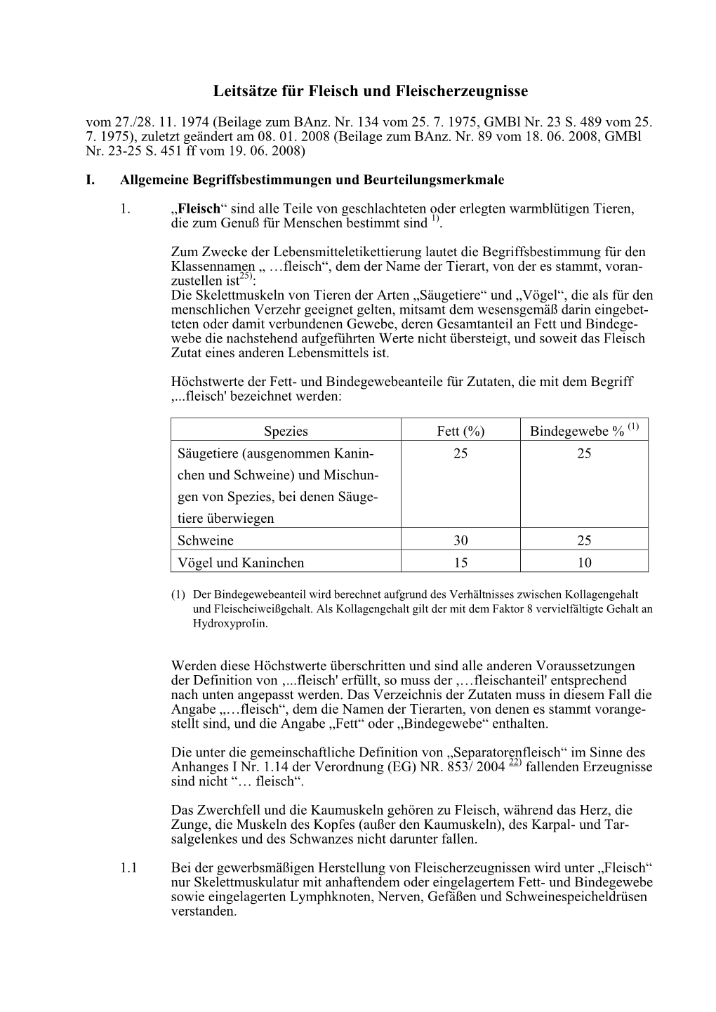 Leitsätze Für Fleisch Und Fleischerzeugnisse Vom 27./28