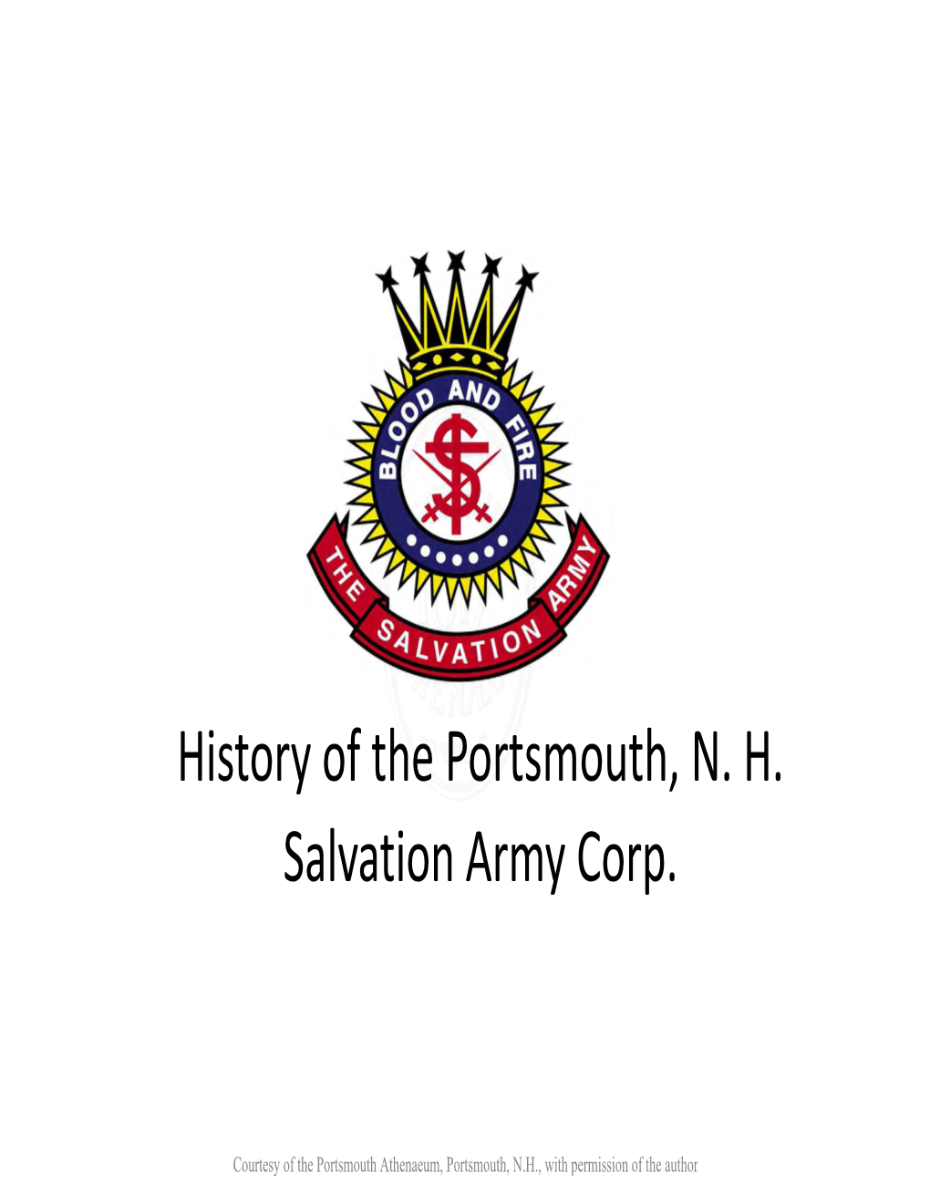 History of the Portsmouth, NH Salvation Army Corp