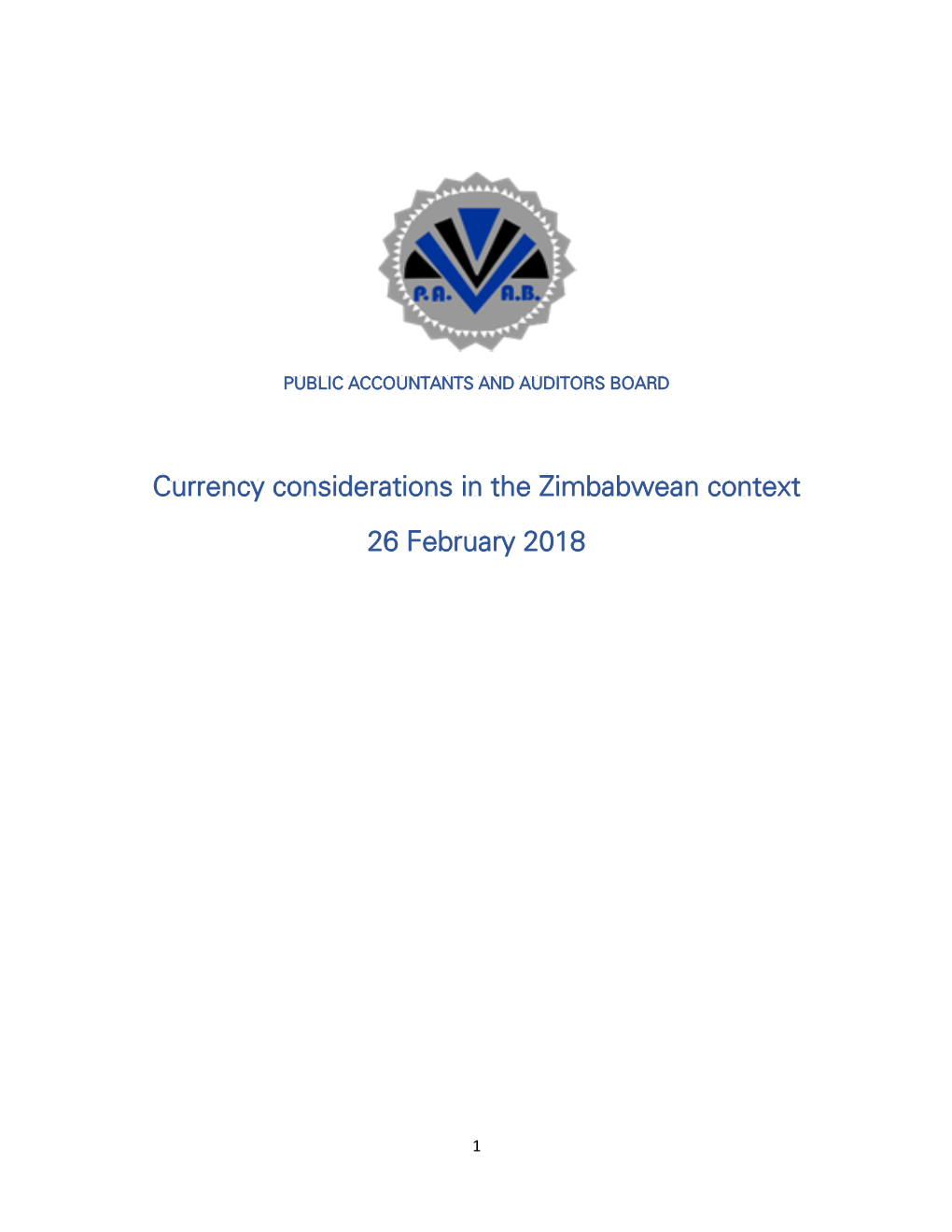 Currency Considerations in the Zimbabwean Context 2018