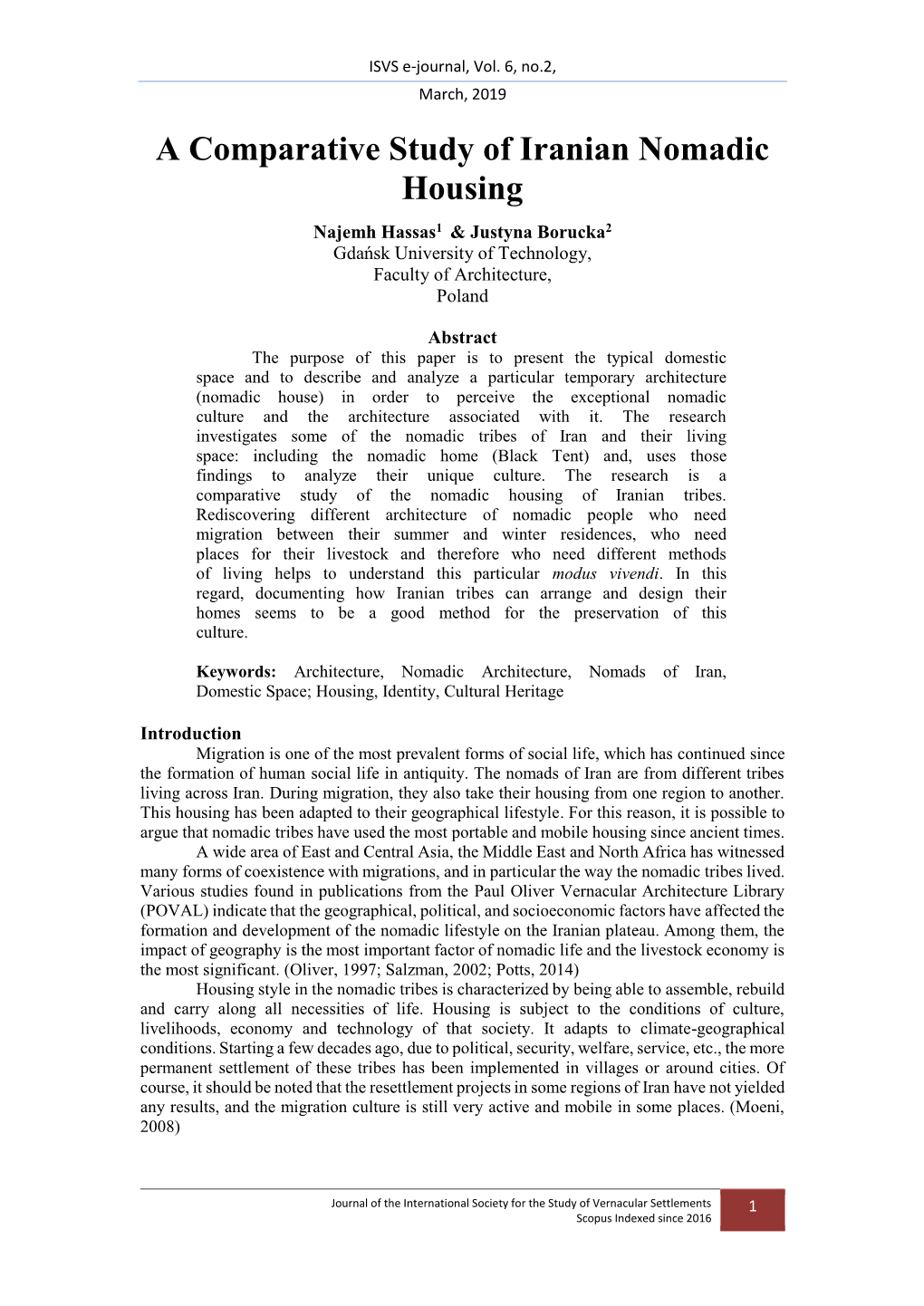 Comparative Study of Iranian Nomadic Housing