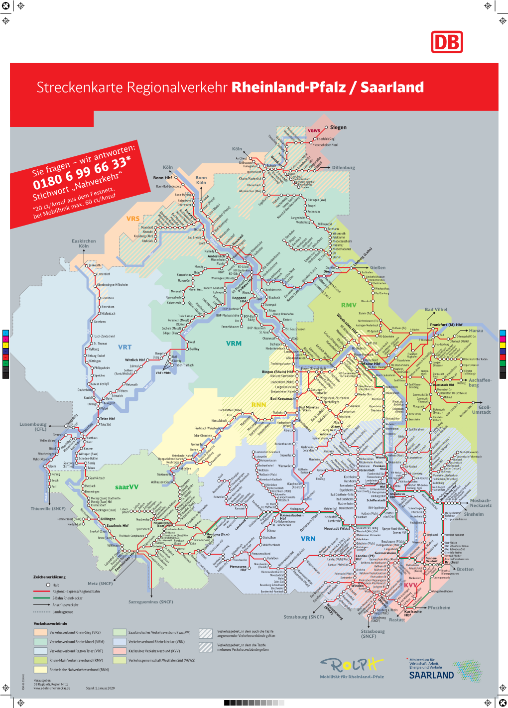 Streckenkarte Regionalverkehr Rheinland-Pfalz / Saarland