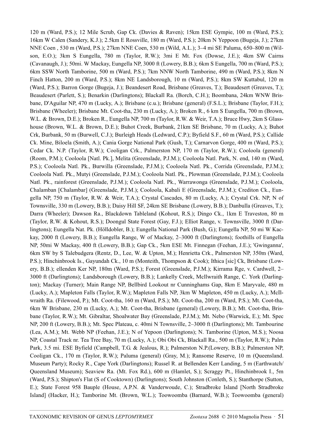 Taxonomic Revision of the Ant Genus Leptomyrmex