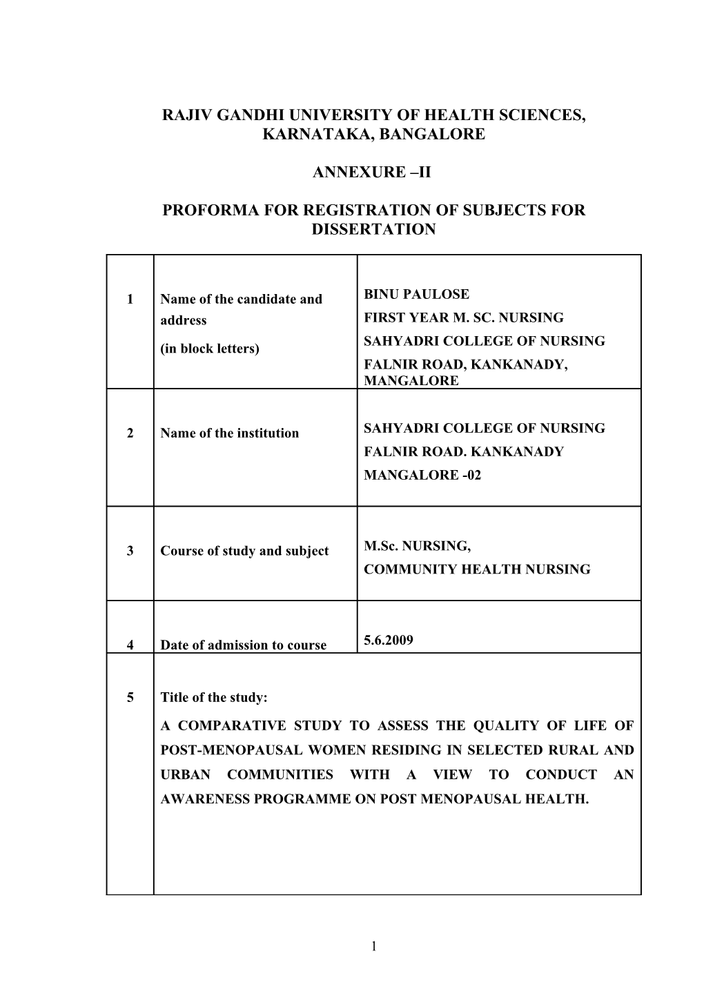 Rajiv Gandhi University of Health Sciences, Karnataka, Bangalore s31