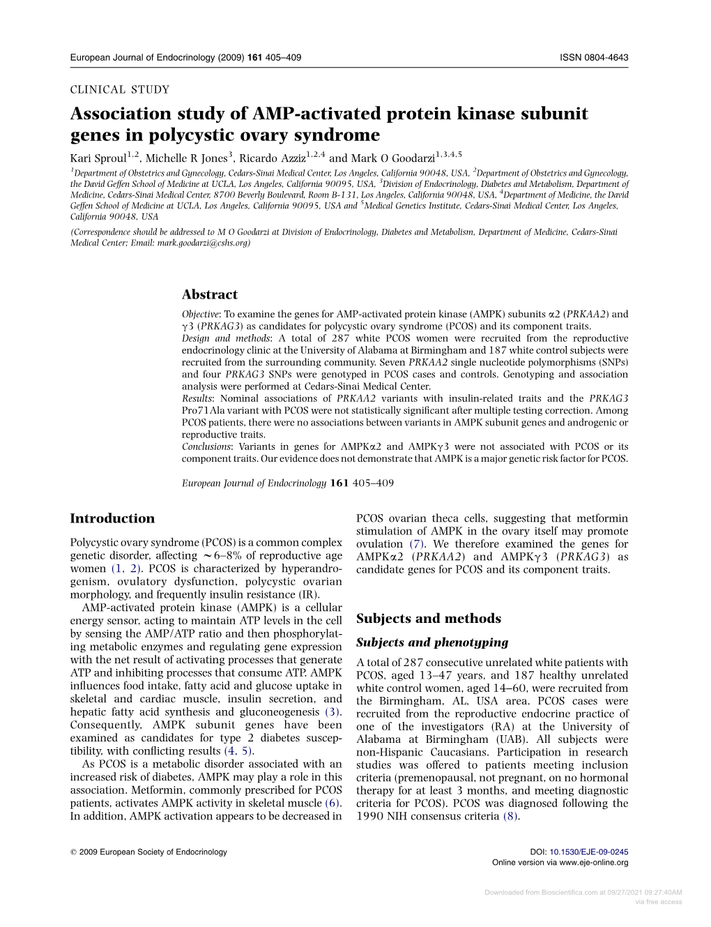 Association Study of AMP-Activated Protein Kinase Subunit Genes In