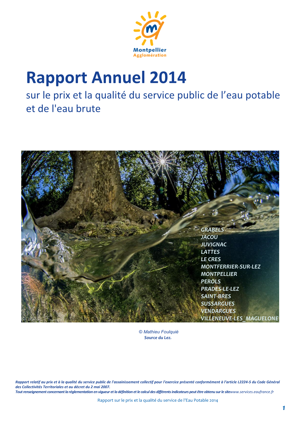 Rapport Annuel 2014 Sur Le Prix Et La Qualité Du Service Public De L’Eau Potable