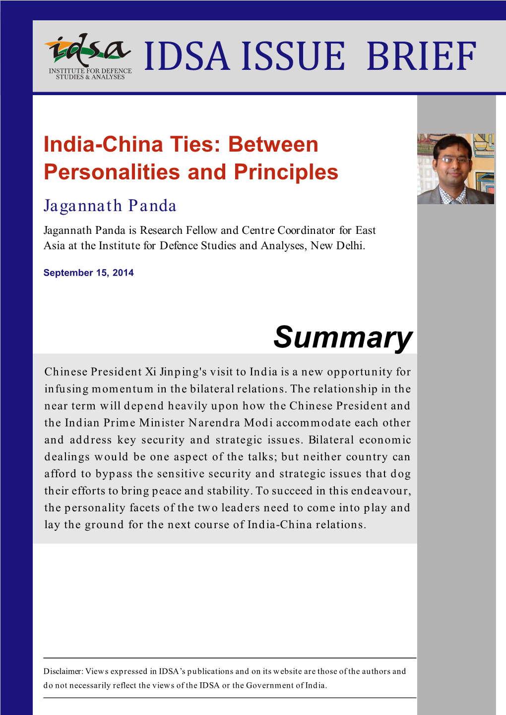 India-China Ties: Between Personalities and Principles