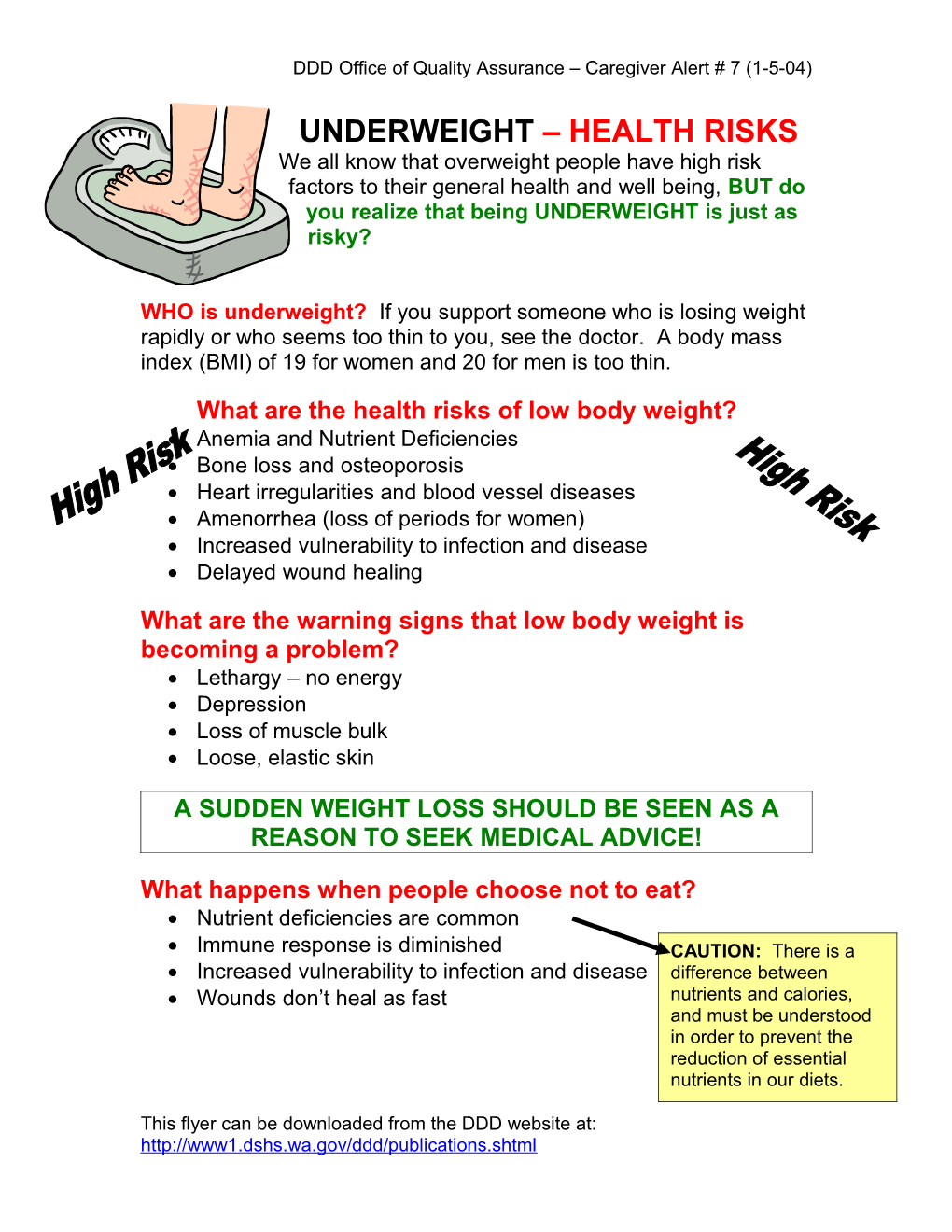 Under Weight Health Risks