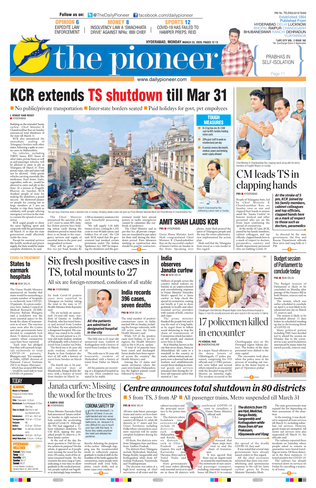 KCR Extends TS Shutdown Till Mar 31 „ No Public/Private Transportation „ Inter-State Borders Seated „ Paid Holidays for Govt, Pvt Empolyees