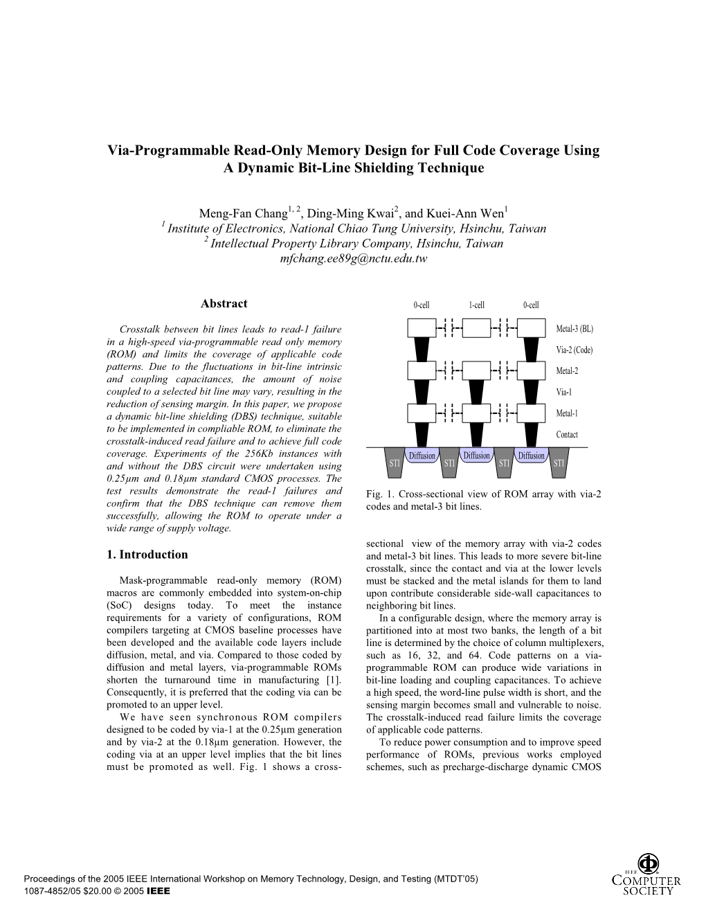 Via-Programmable Read-Only Memory Design for Full Code Coverage Using a Dynamic Bit-Line Shielding Technique