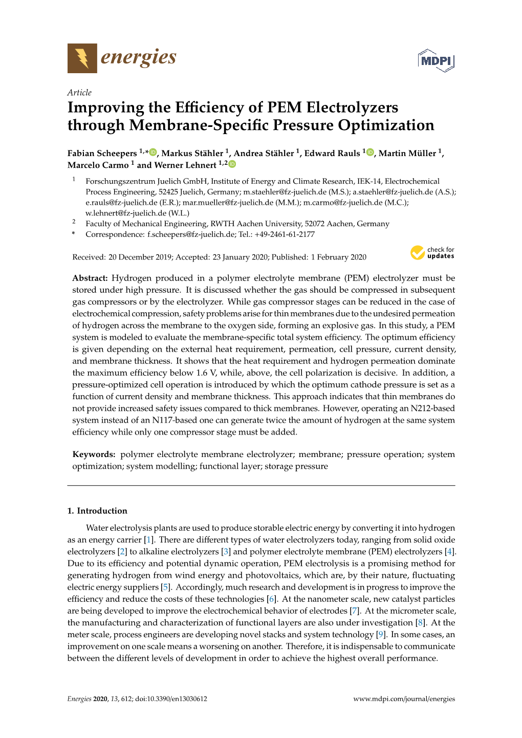 Improving the Efficiency of PEM Electrolyzers Through Membrane