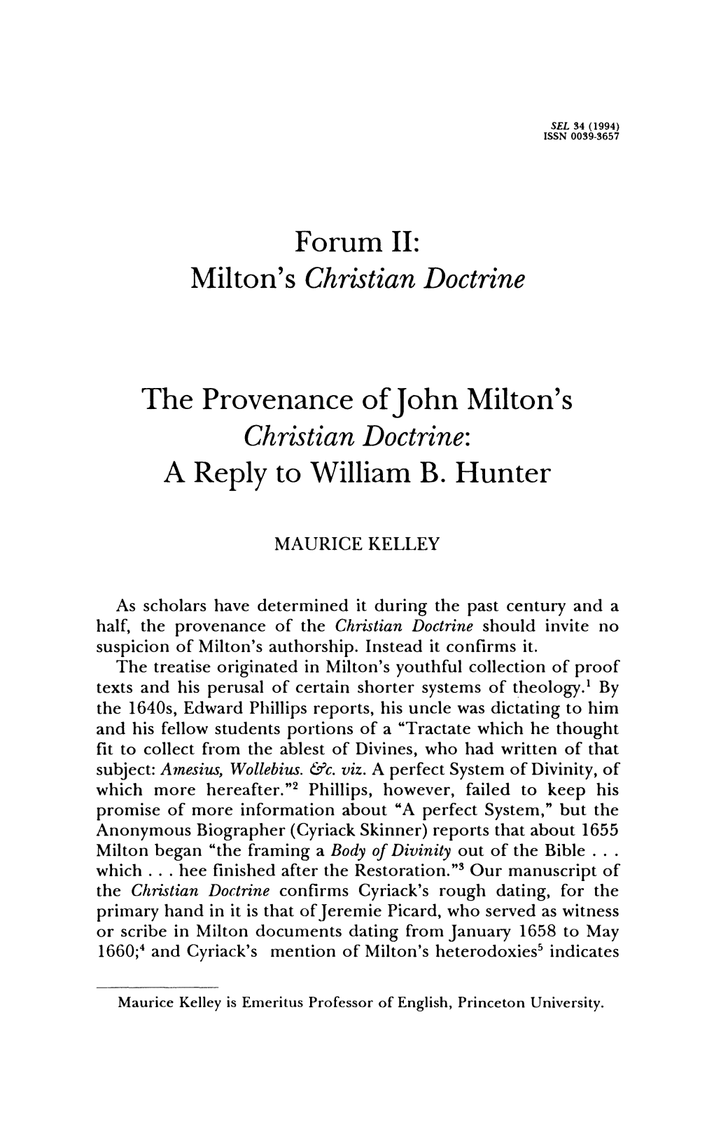 The Provenance of John Milton's Christian Doctrine