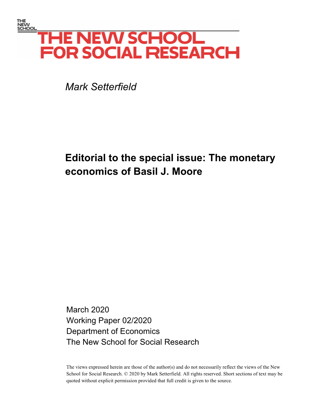 The Monetary Economics of Basil J. Moore