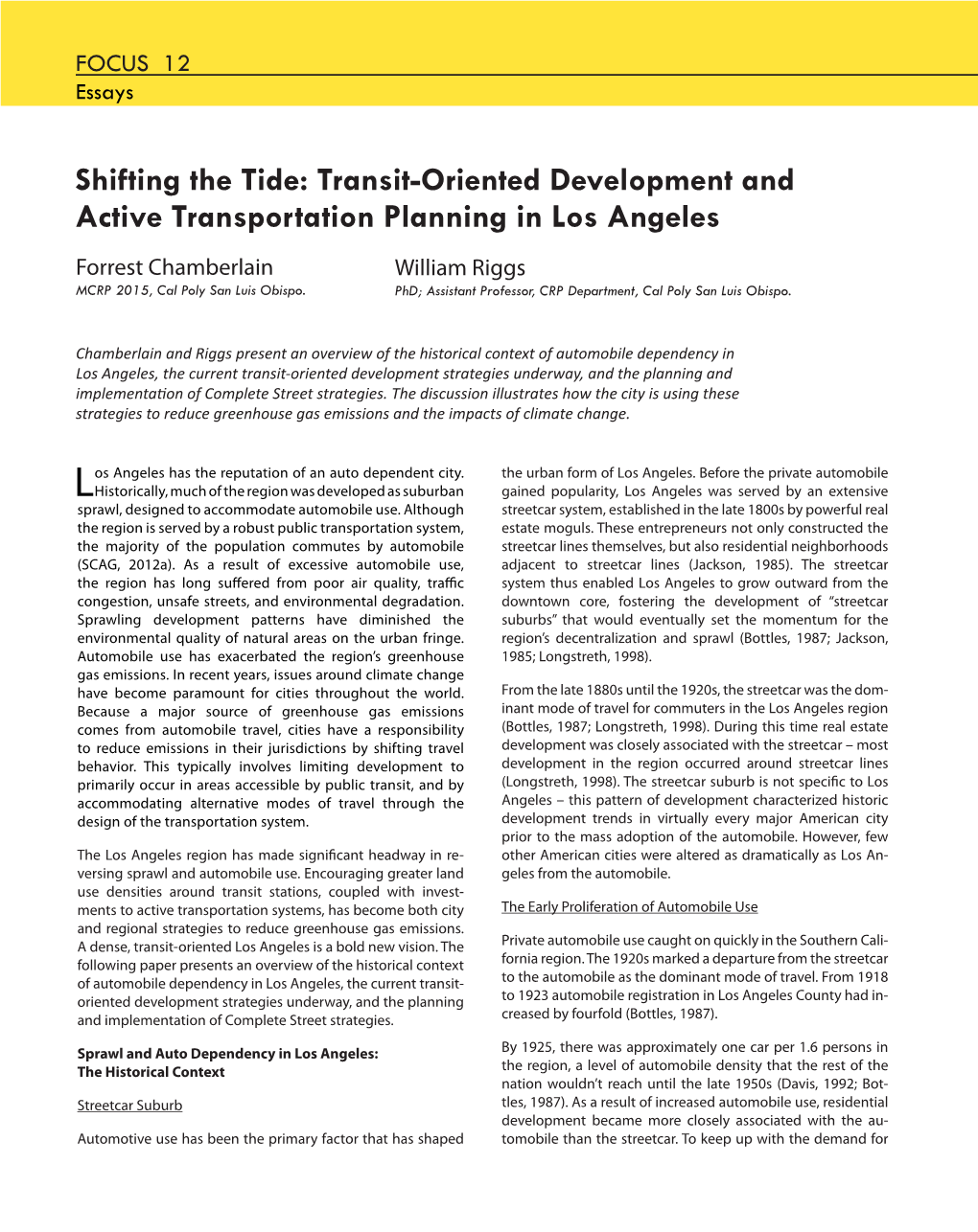 Transit-Oriented Development and Active