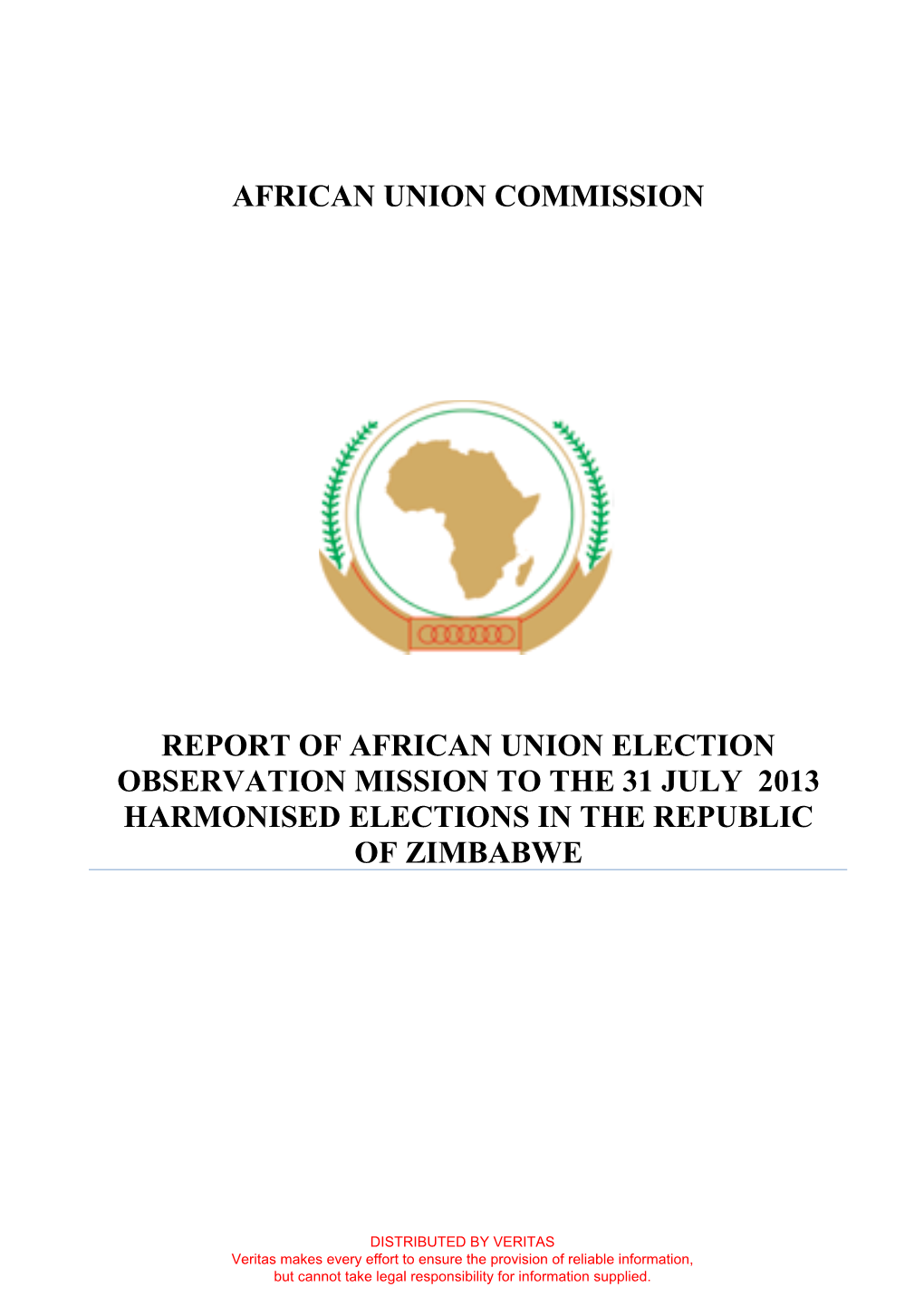 African Union Election Observation Mission Report: Zimbabwe 2013