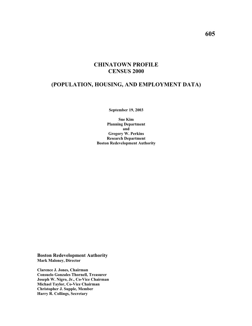 Chinatown Profile Census 2000