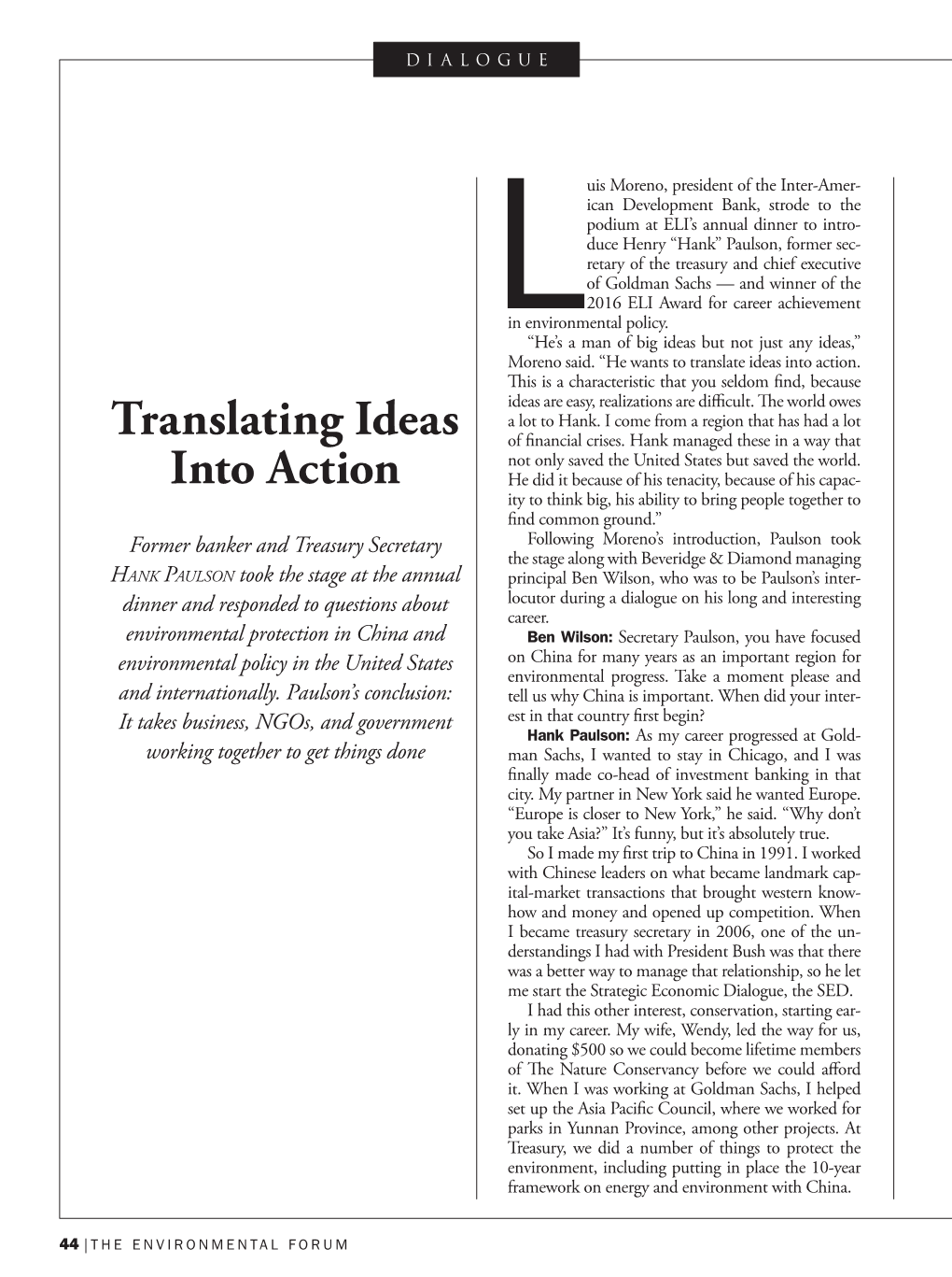 Translating Ideas Into Action