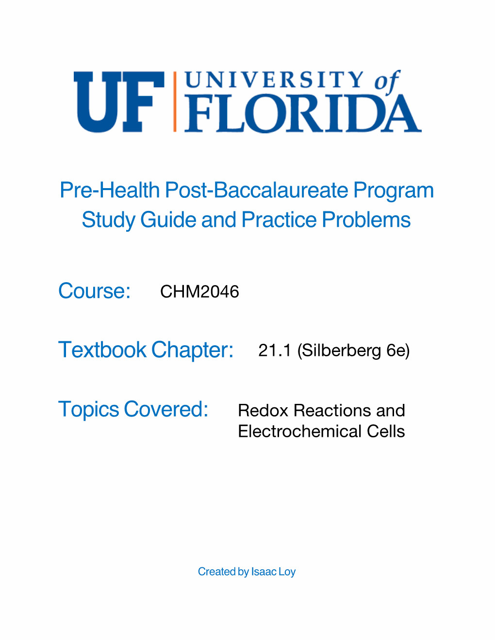 Ch. 21.1 Redox Reactions and Electrochemical Cells