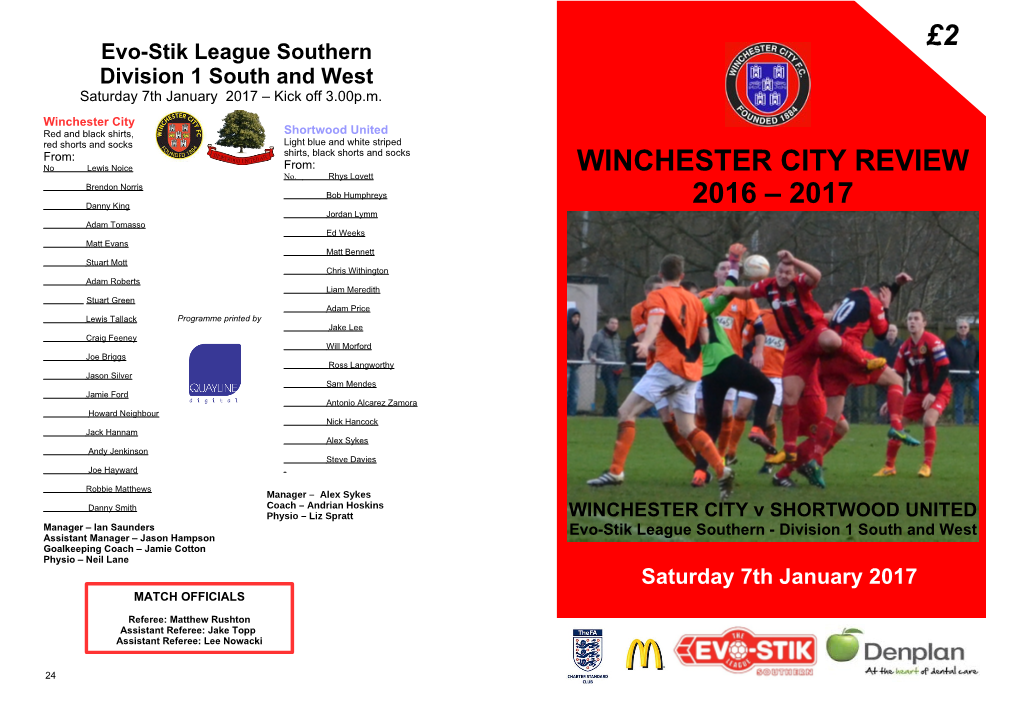 Winchester City Review 2016