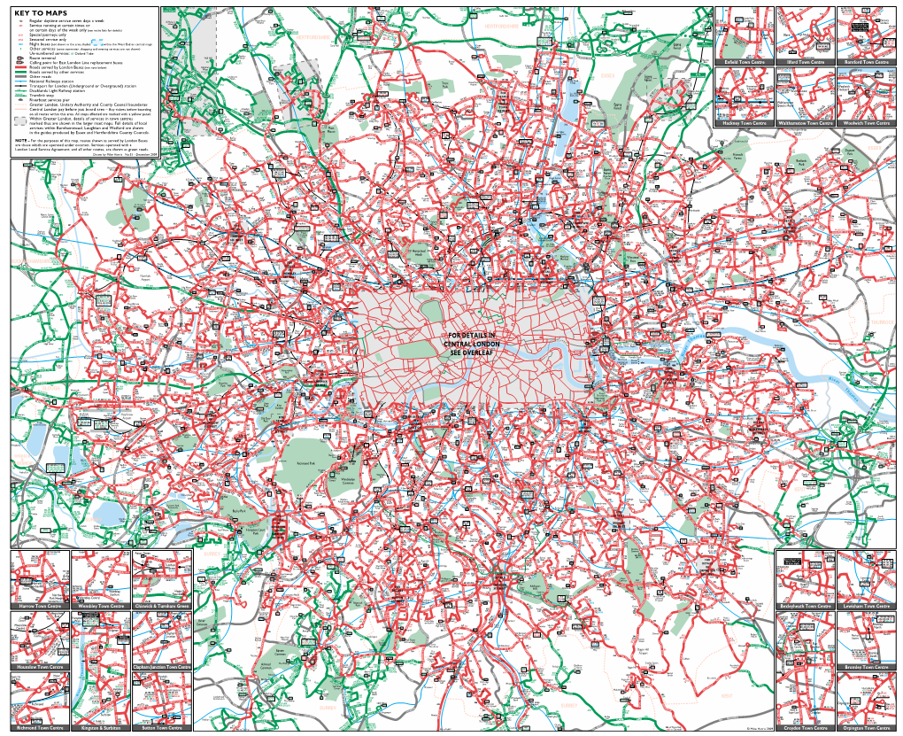 Key to Maps for Details in Central London See Overleaf