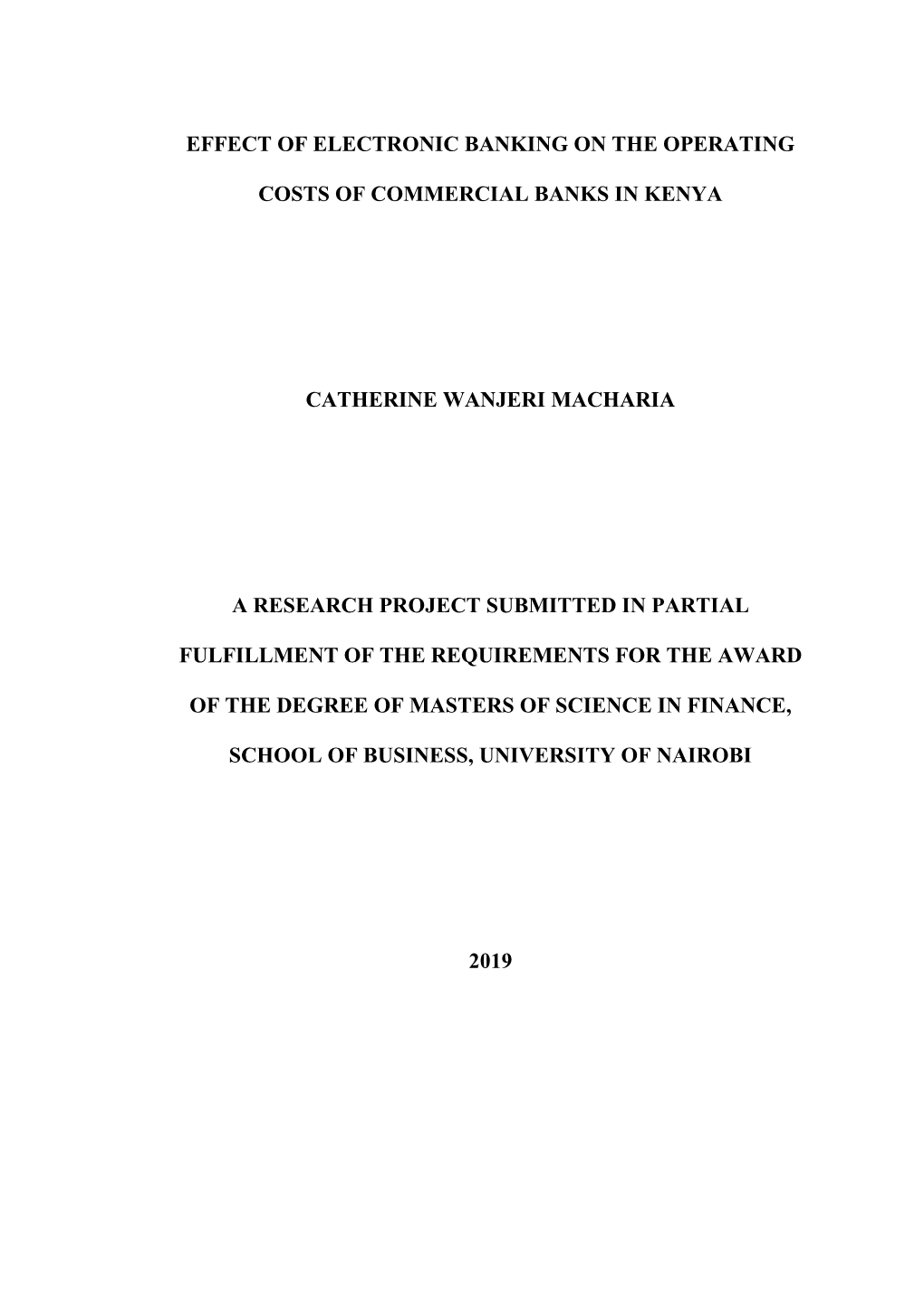 Effect of Electronic Banking on the Operating Costs of Commercial Banks in Kenya