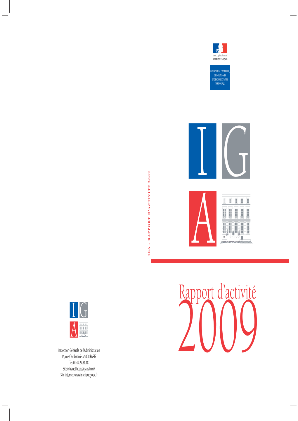 RAPPORT D'activité 2009 D'activité IGA - RAPPORT a Rapport D’Activité IG A