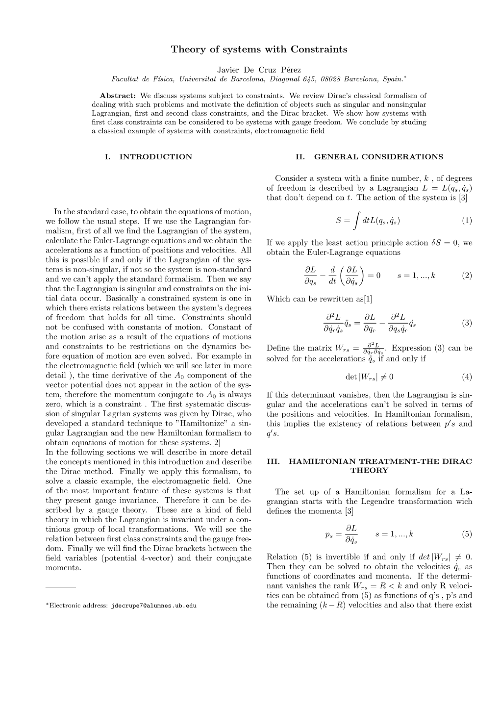 Theory of Systems with Constraints