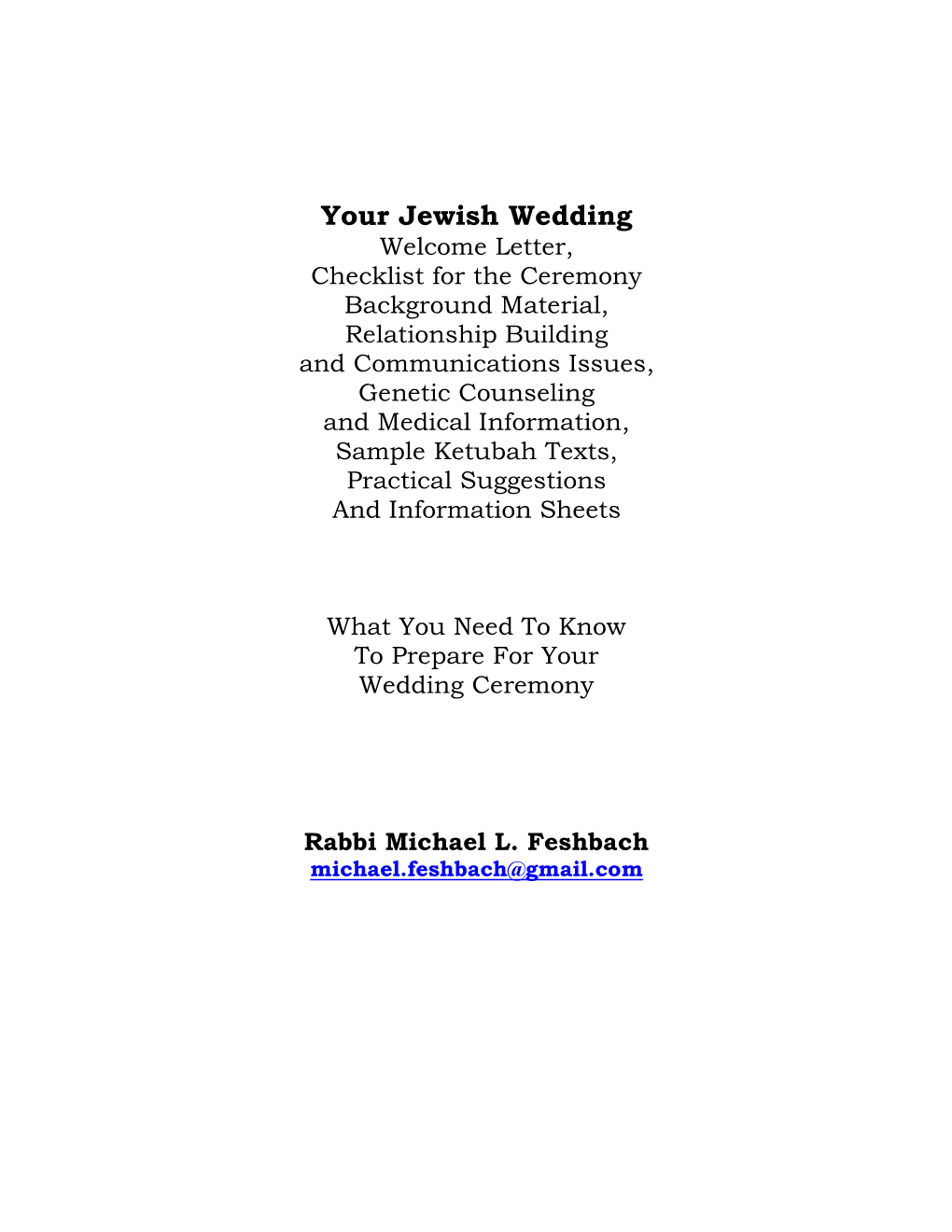 Hebrew Congregation Wedding Packet